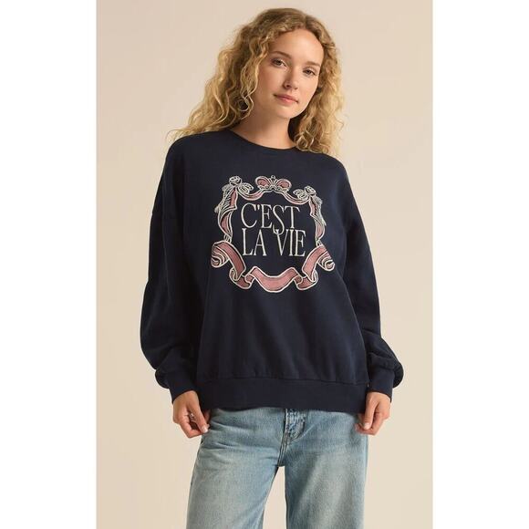 NEW Z Supply C'est La Vie Sweatshirt Sz Small $98 MSRP - Picture 1 of 2